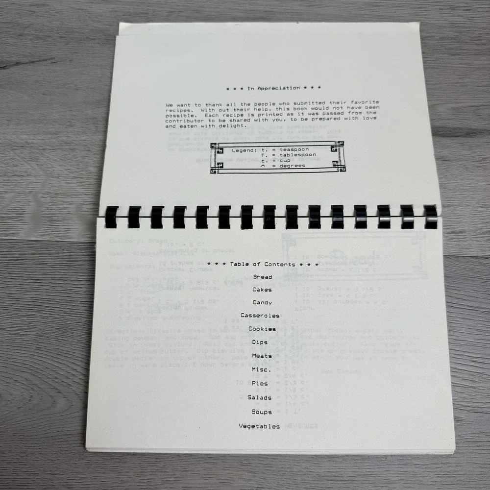 Book Of Recipes Sherbourne United Methodist Church Spiral Cookbook White Vintage